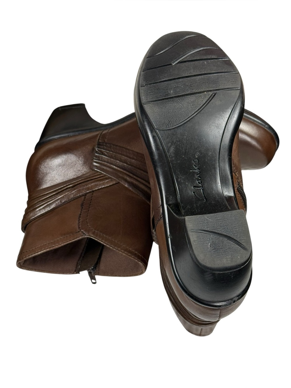 Clark’s Women’s Wish Mood Brown Leather Amkle Bootie Size 7 - Picture 6 of 12